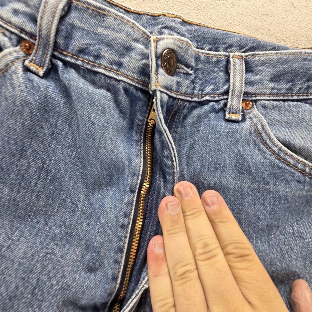 Vintage Levis‎ 521 Jeans Mens Blue Medium Wash Tapered Zip Fly Fits 33x27